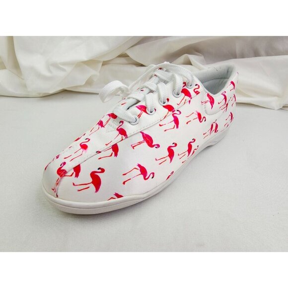 Easy Spirit 9.5WW (Wide Width) Womens White Pink Flamingo Low Lace Sneakers NWT - Picture 1 of 13